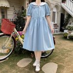 Sweet Lace-Up Doll Collar Dress Summer 2023 New Unique Design for Petite Women