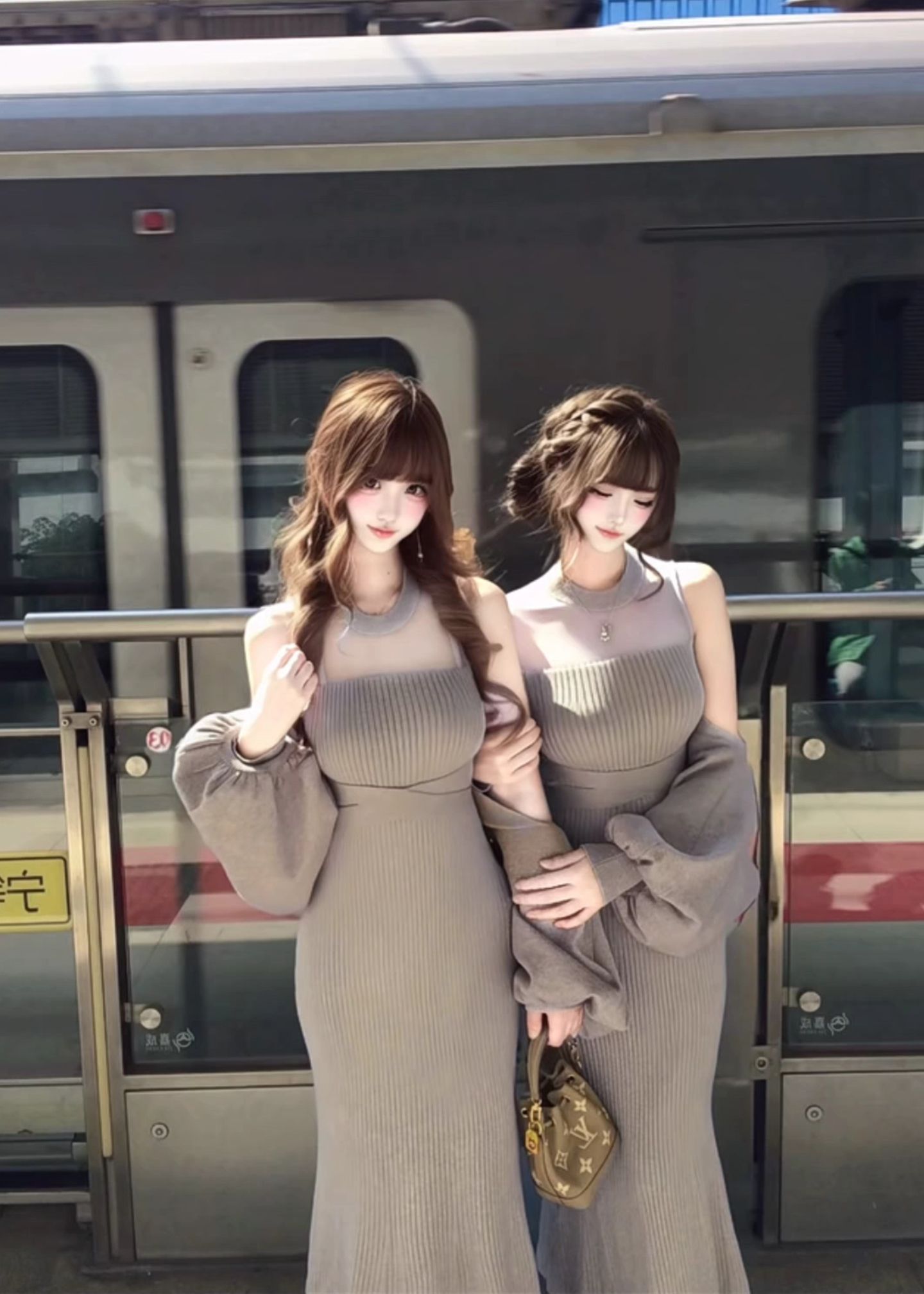 Japanese Style Tie-Front Cardigan and Sleeveless Knit Dress Two-Piece Set - Style d37f01