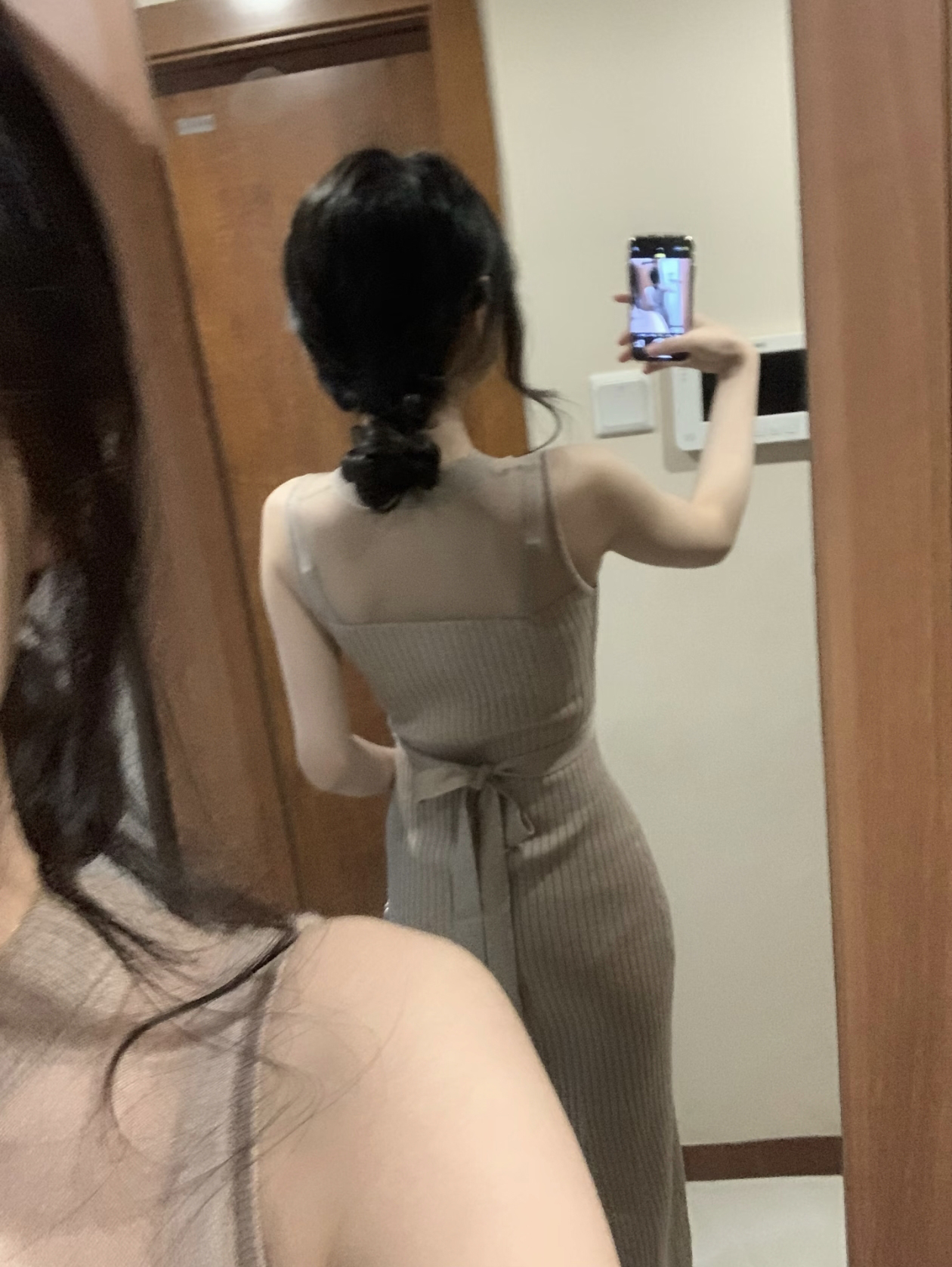 Women's Lantern Sleeve Cardigan and Bodycon Midi Dress Knit Two-Piece Set - Image 4