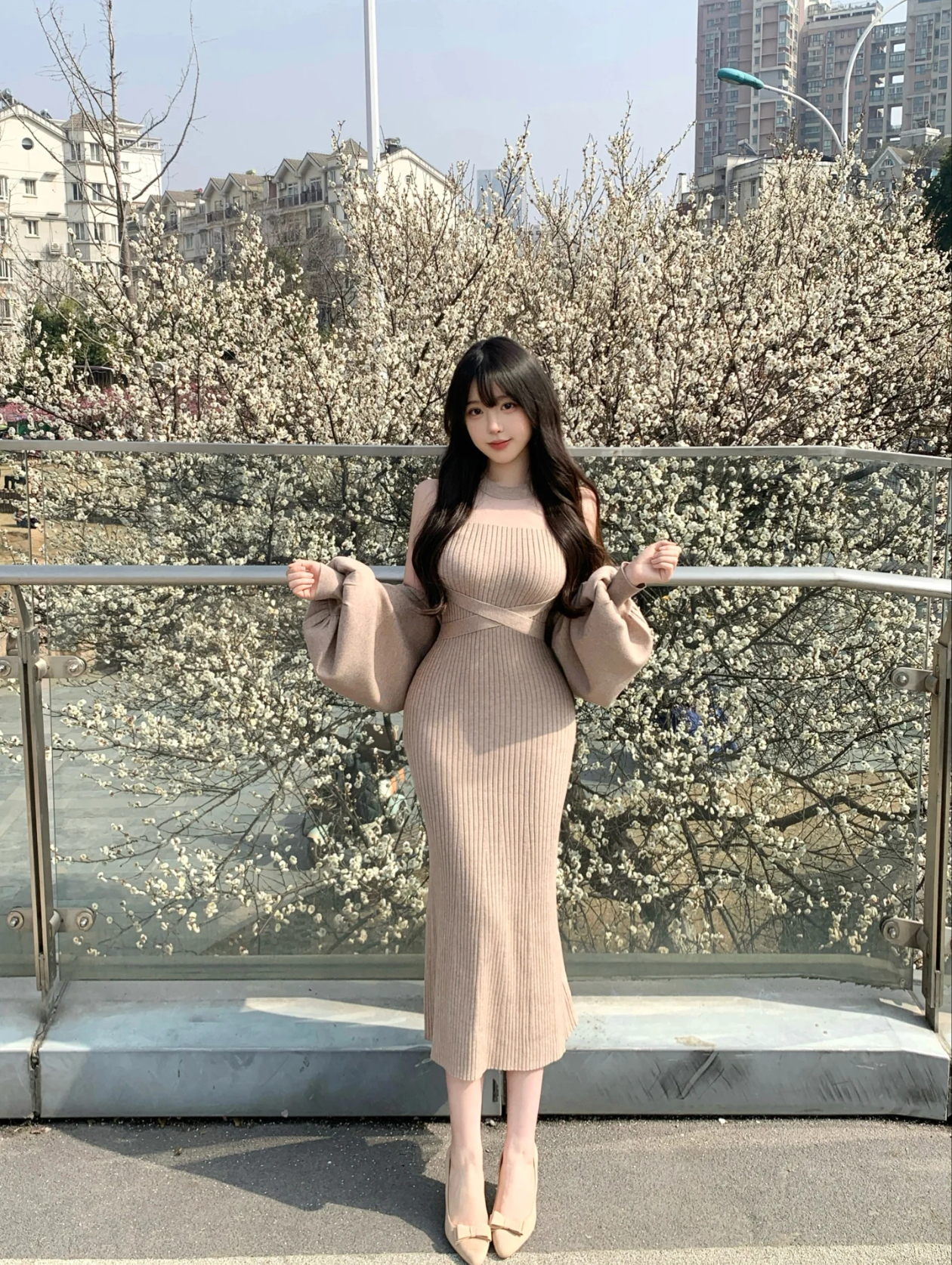 Japanese Style Tie-Front Cardigan and Sleeveless Knit Dress Two-Piece Set - Style 7008bb