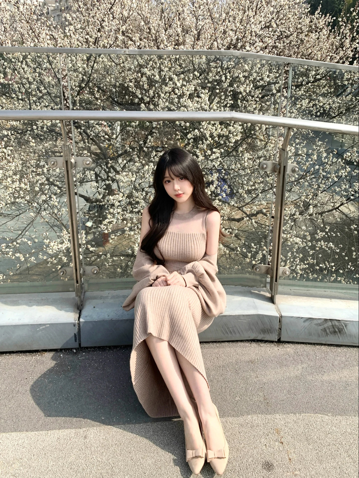 Japanese Style Tie-Front Cardigan and Sleeveless Knit Dress Two-Piece Set - Style 7008bb - Image 4