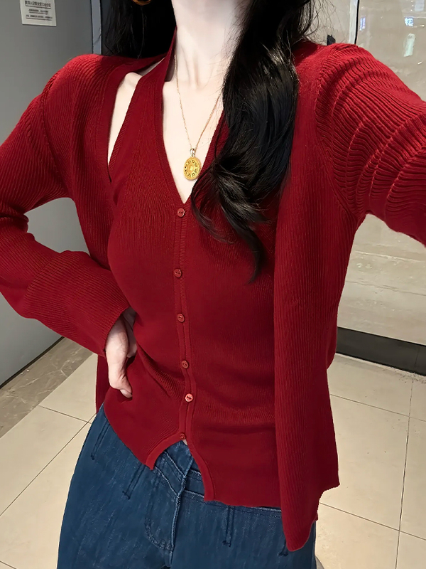 Women's Two-Piece Knit Cami and Cardigan Set - Style 4209fa - Image 3