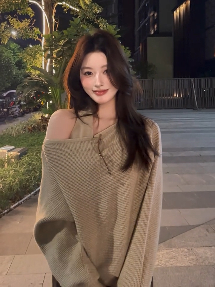 Korean Style Waffle Knit Sweater Vest Two-Piece Set for Women - Image 2