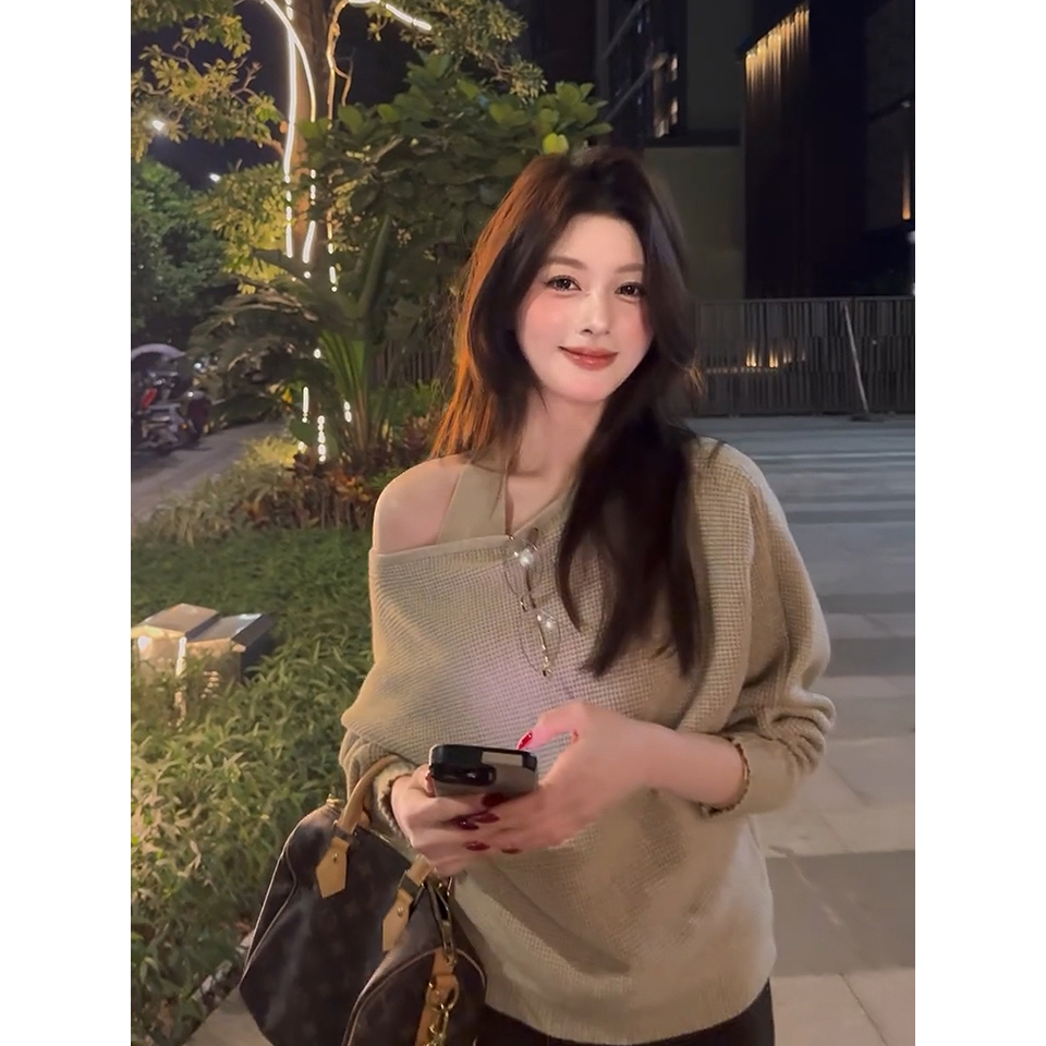 Korean Style Waffle Knit Sweater Vest Two-Piece Set for Women - Image 5