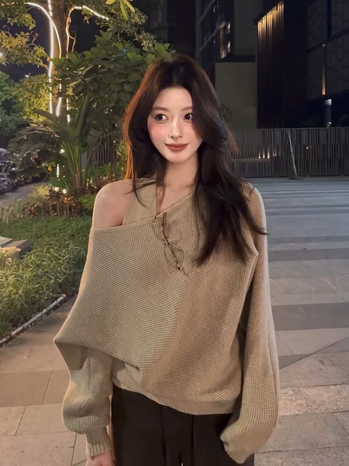Korean Style Waffle Knit Sweater Vest Two-Piece Set for Women - Image 3