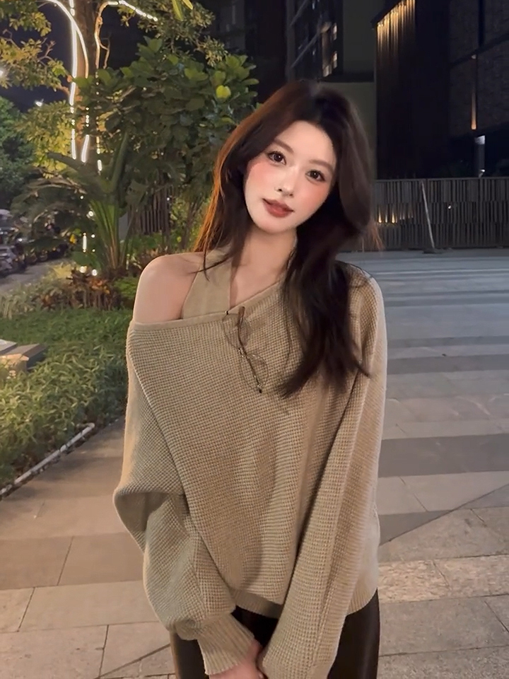 Korean Style Waffle Knit Sweater Vest Two-Piece Set for Women