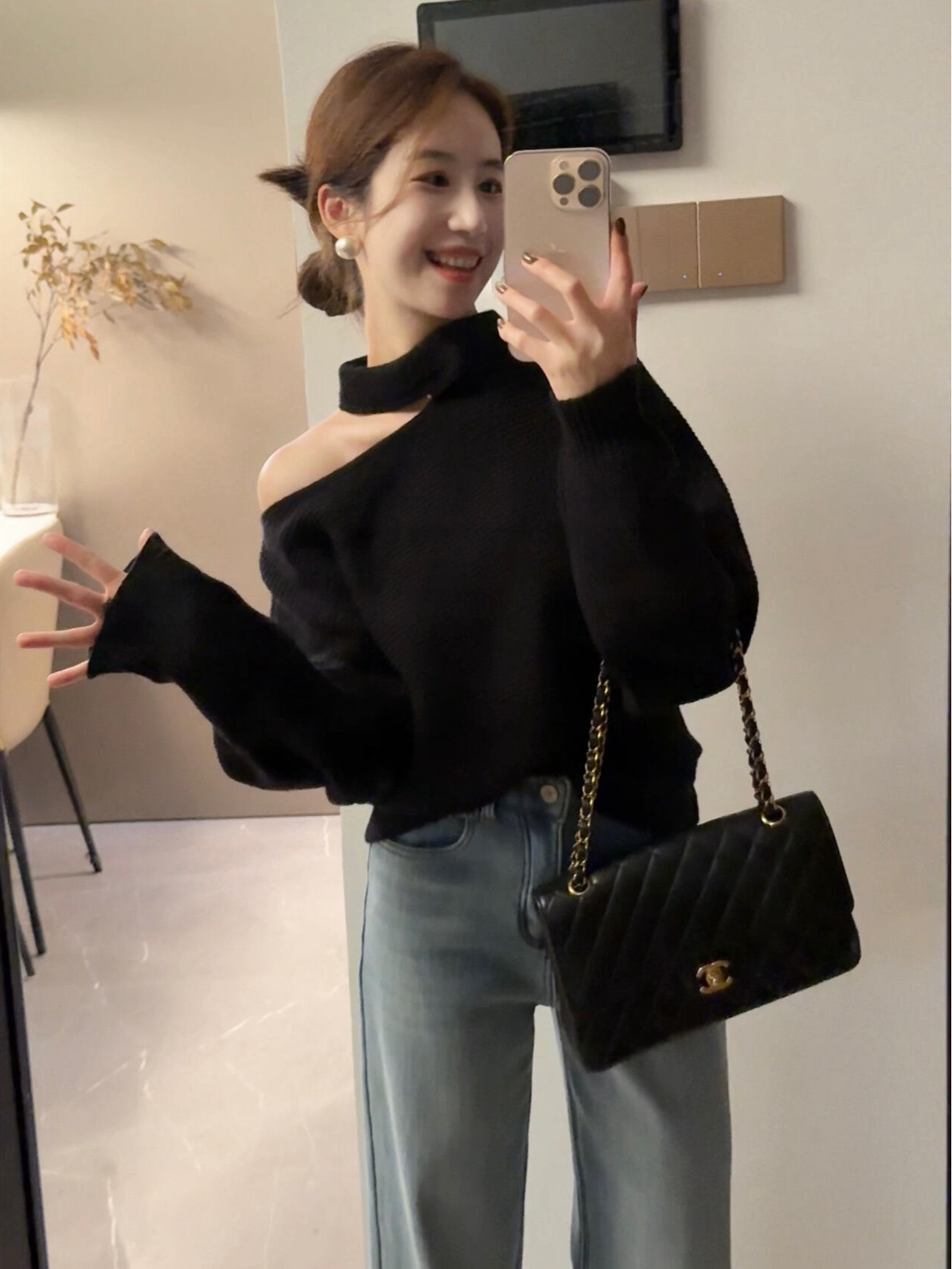 Women's French Style Off-Shoulder Halter Knit Top Fall Winter Base Layer - Image 4