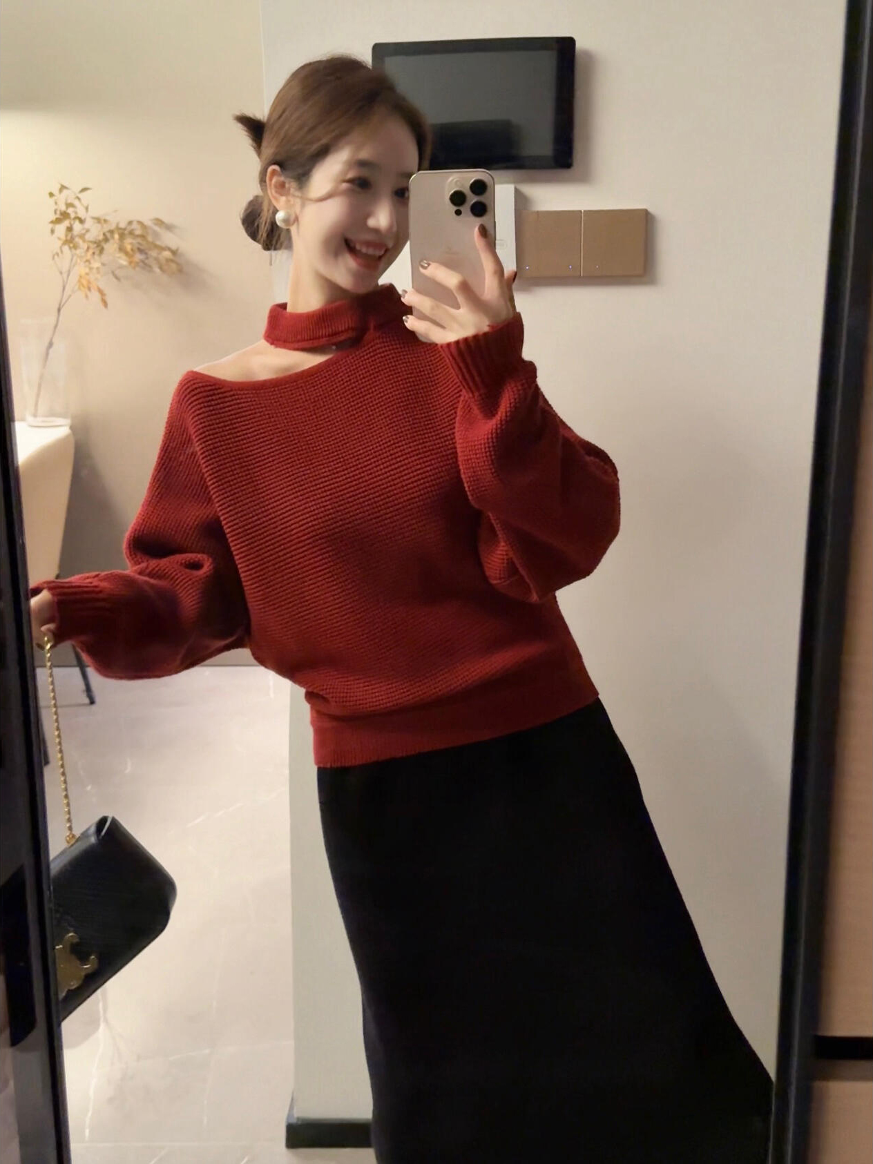 Women's French Style Off-Shoulder Halter Knit Top Fall Winter Base Layer - Image 3
